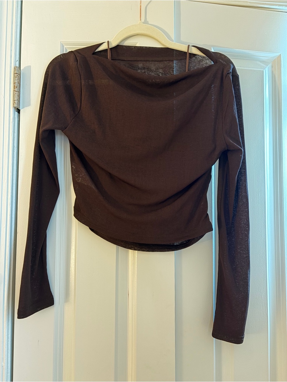 NWOT Cider chocolate brown boat neck long sleeve/tank top two piece shirt medium - Picture 2 of 5